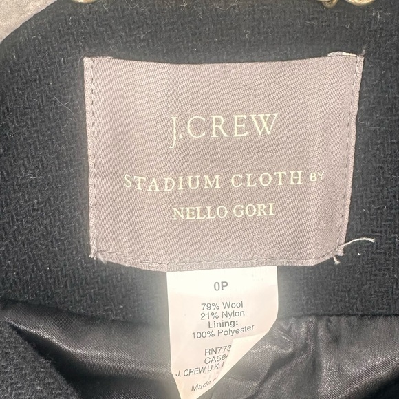 J. Crew Stadium Cloth Nello Gori Wool Short Peacoat Winter Coat 0P 0 Petite - Picture 3 of 4